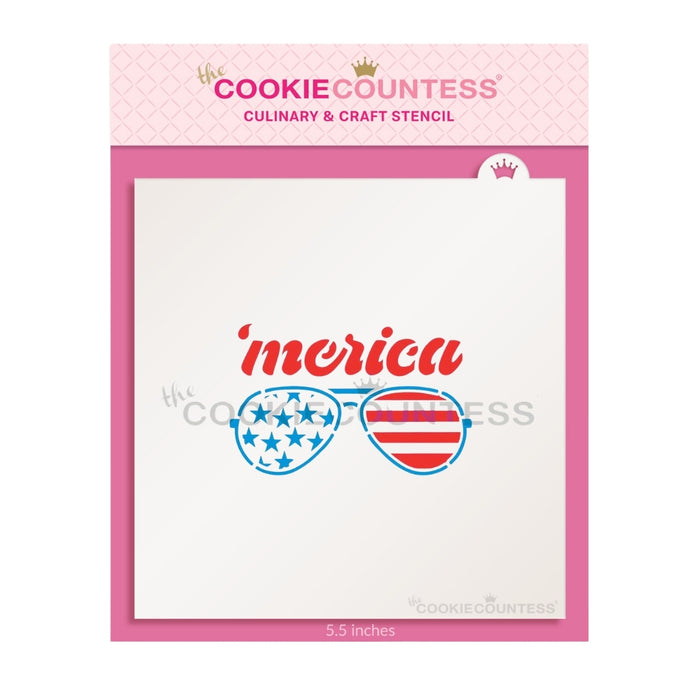 The Cookie Countess Stencil Merica Sunglasses 2 Piece Stencil