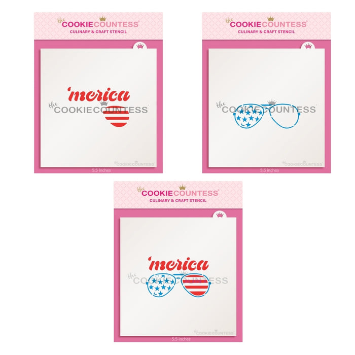 The Cookie Countess Stencil Merica Sunglasses 2 Piece Stencil