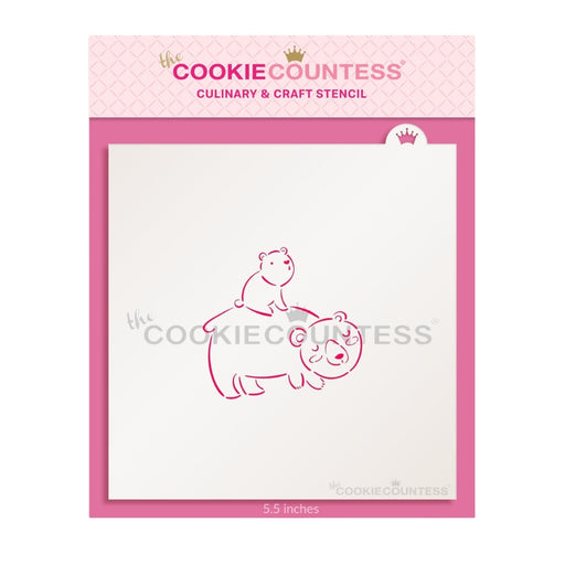 The Cookie Countess Stencil Momma and Baby Bear Stencil