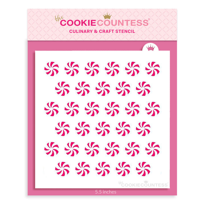 The Cookie Countess Stencil Peppermint Swirls Stencil