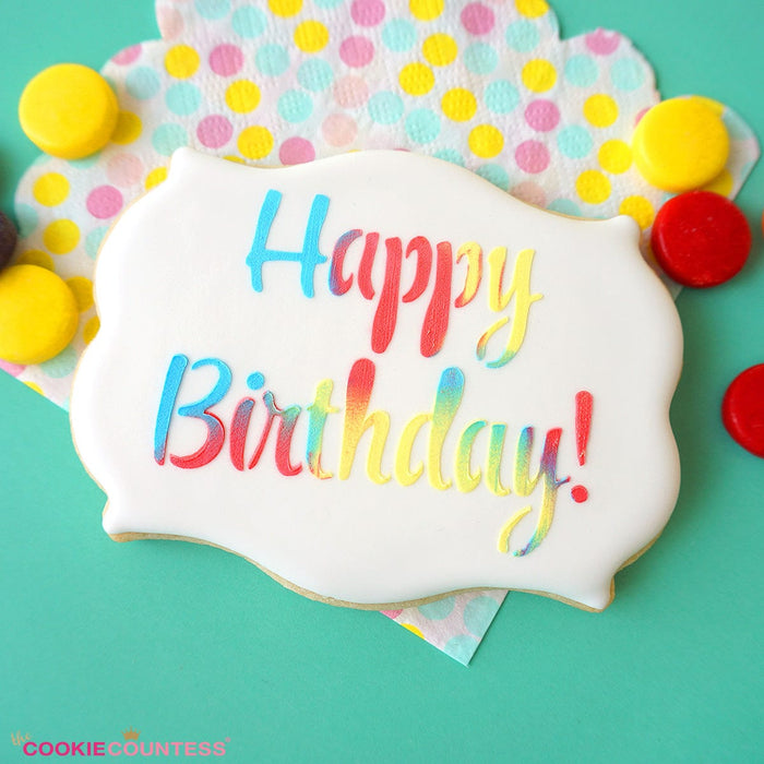 Happy Birthday cookie stencil JB46