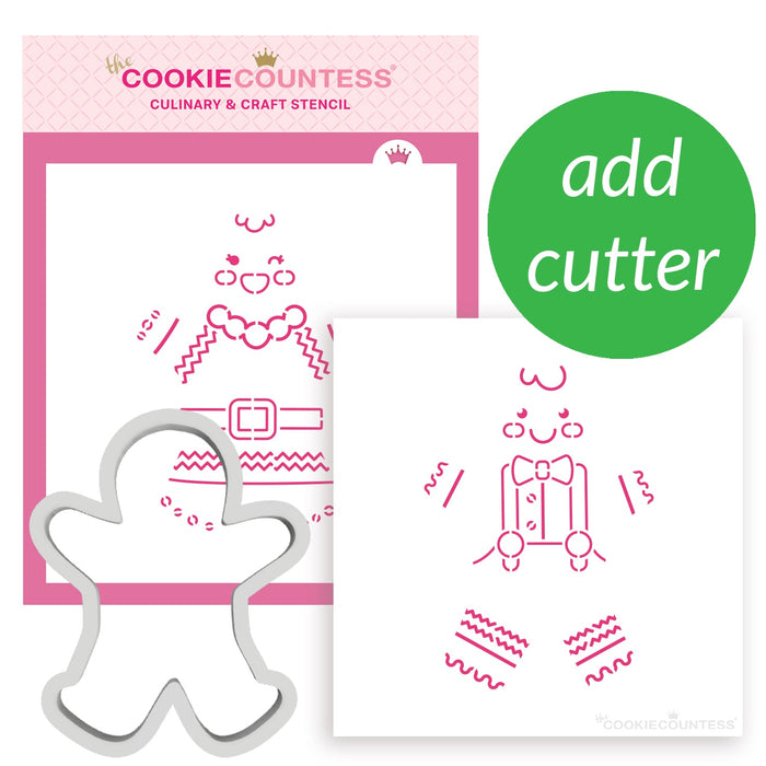 The Cookie Countess Stencil Stencils and Cookie Cutter Gingerbread Kids PYO Stencil Set