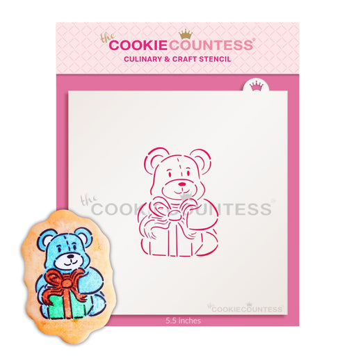 The Cookie Countess Stencil Teddy Bear with Gift PYO Stencil