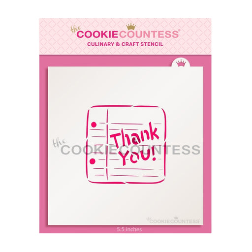 The Cookie Countess Stencil Thank You Note Stencil - Drawn by Krista